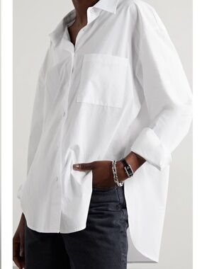 The Frankie Shop Lui Button Down Shirt Organic Cotton Oversized White